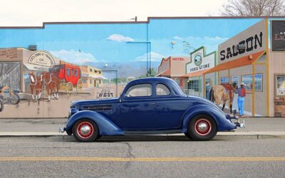 Ford 5 window coupe  1936 blue