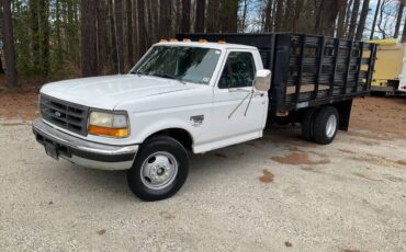 Ford-F-350-dump-truck-5-speed-diesel-1995-white-2