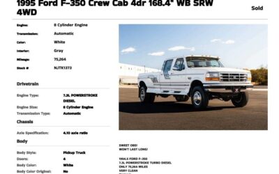 Ford F350 4x4 diesel  1995 white