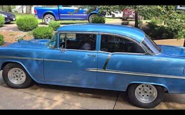 Chevrolet-Bel-air-1955-Blue-wBlue-Flames-Gray-with-Blue-Trim