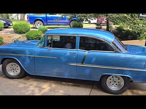 Chevrolet-Bel-air-1955-Blue-wBlue-Flames-Gray-with-Blue-Trim