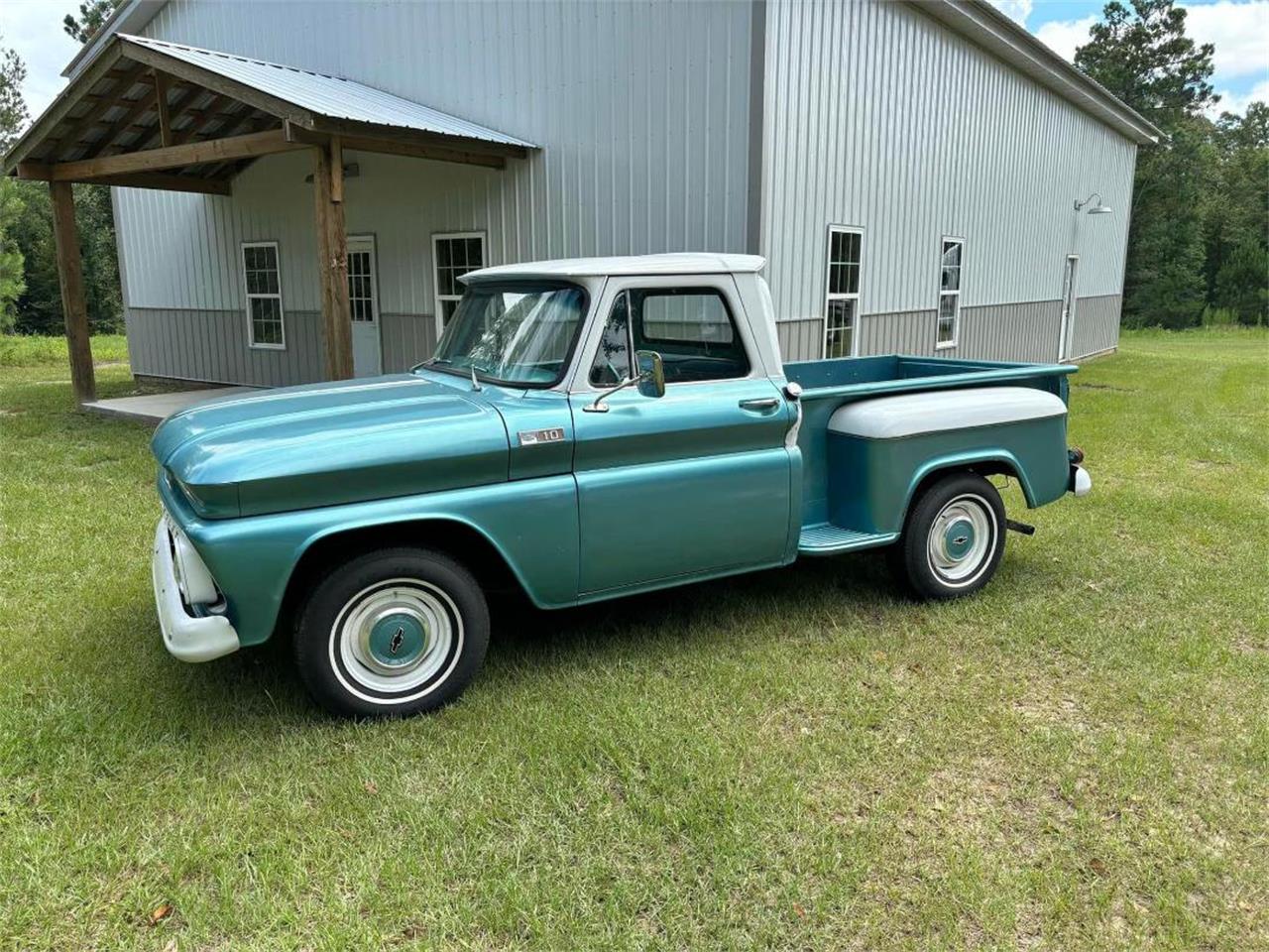 Chevrolet-Stepside-1965-Green-Gray