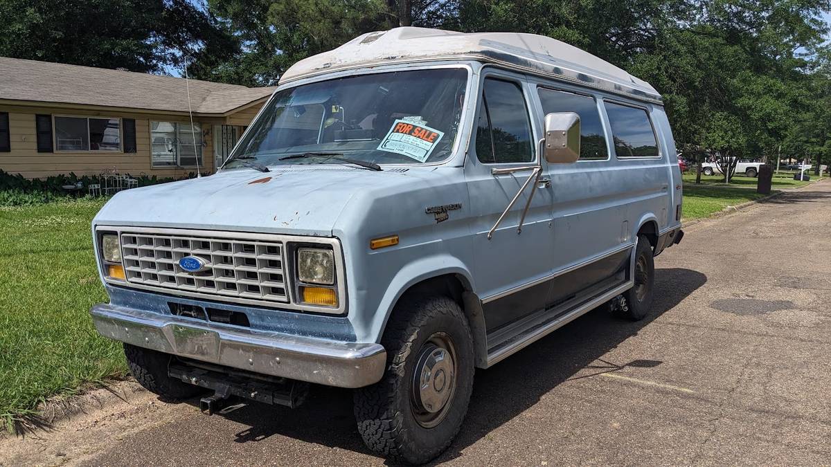 Ford-e-350-econoline-club-wagon-extended-van-diese-1989-blue-1