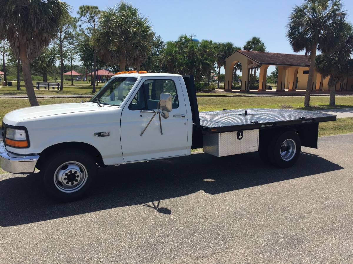 Ford-f350-xl-flat-bed-diesel-1994-white-10