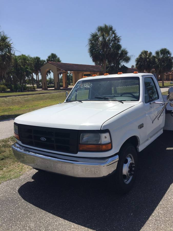 Ford-f350-xl-flat-bed-diesel-1994-white-11