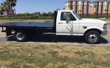 Ford-f350-xl-flat-bed-diesel-1994-white