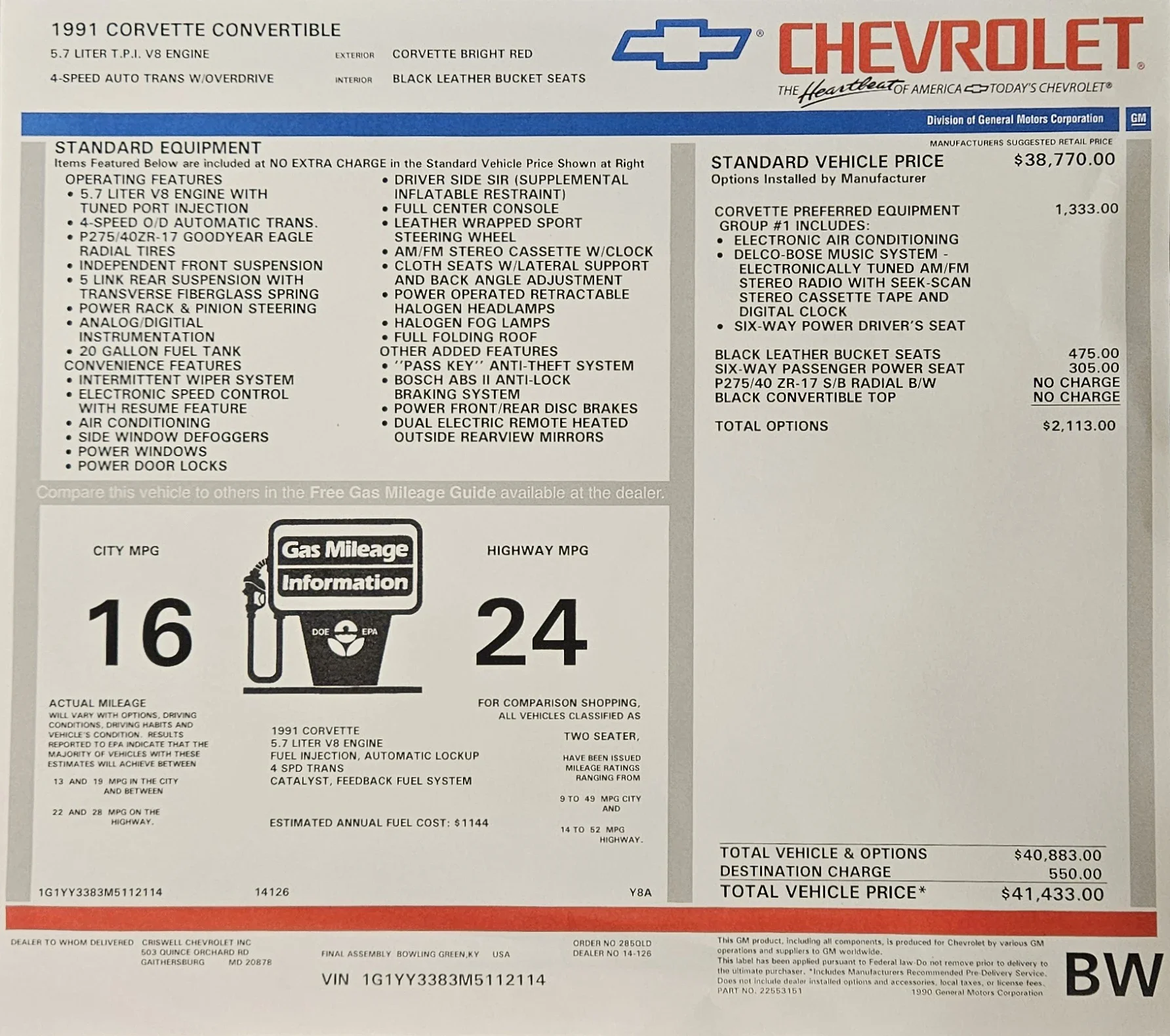 Chevrolet-Corvette-convertible-1991-Red-Black-20