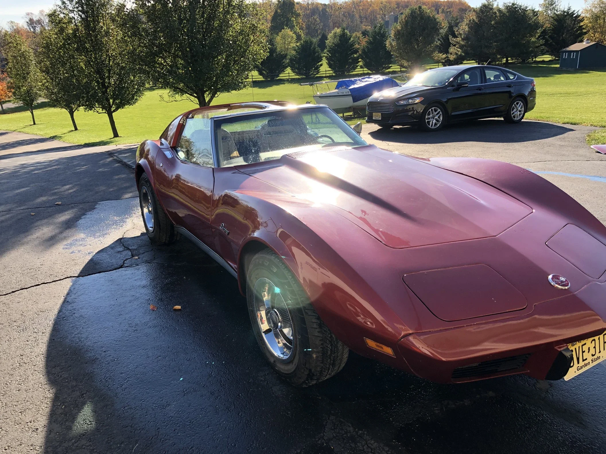 Chevrolet-Corvette-stingray-1975-Burgundy-Tan-1