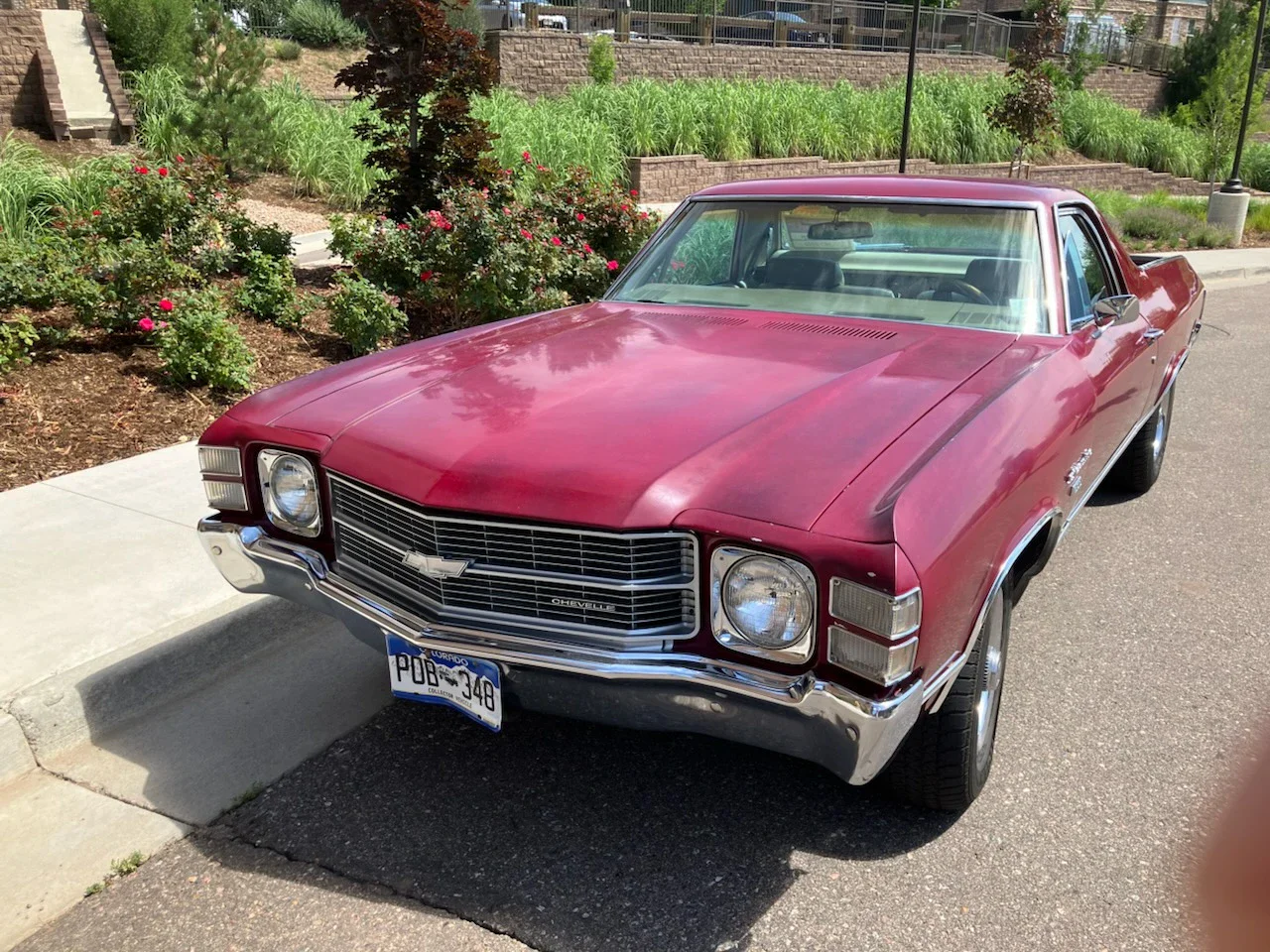 Chevrolet-El-camino-v8-1971-Red-Tan