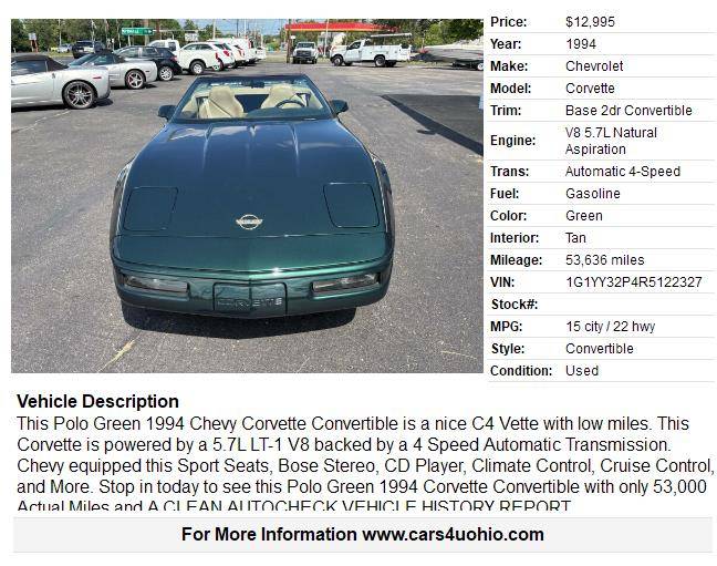 Chevy-corvette-convertible-1994-green-1