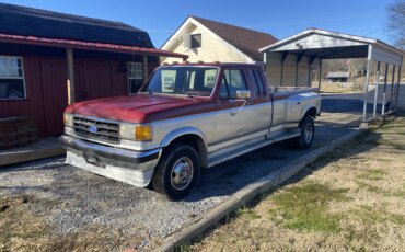 Ford-F250-4x4-crew-cab-heavy-duty-1989-Silver-Burgundy-1