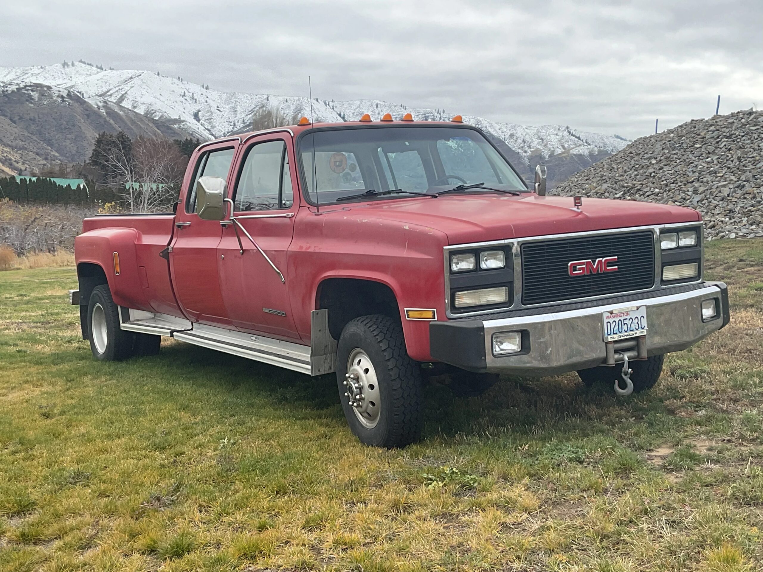 Gmc-Sierra-3500-4x4-crew-cab-1990-Red-Red-1