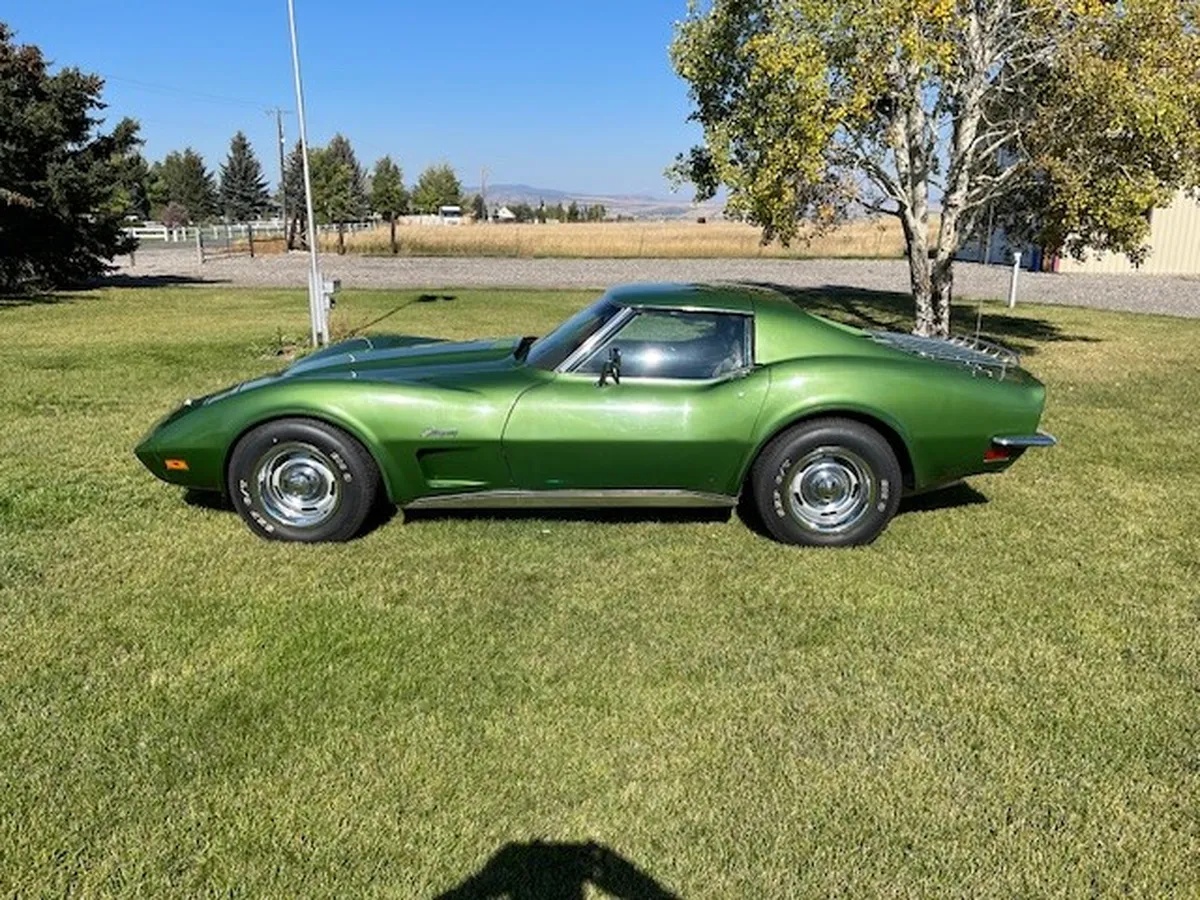 Chevrolet-Corvette-1973-Elkhart-Green-Saddle-Leather-1