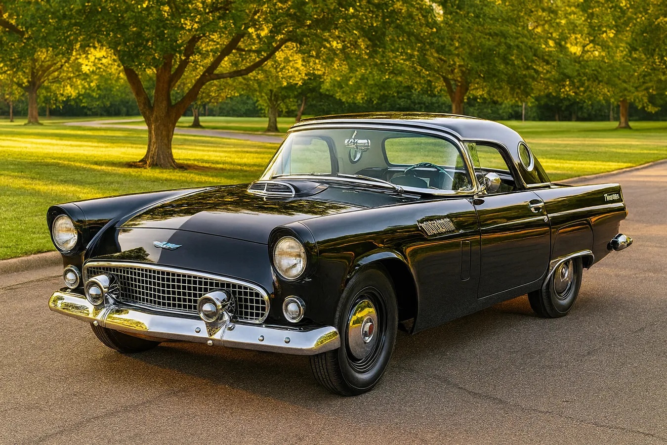 Ford-Thunderbird-1956-Black-Black-And-White-16