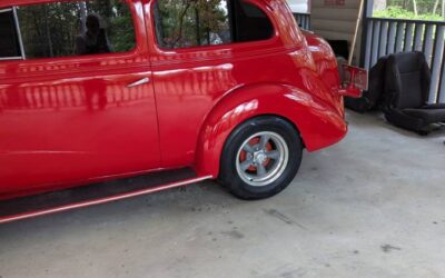Red 2 door sedan 1938