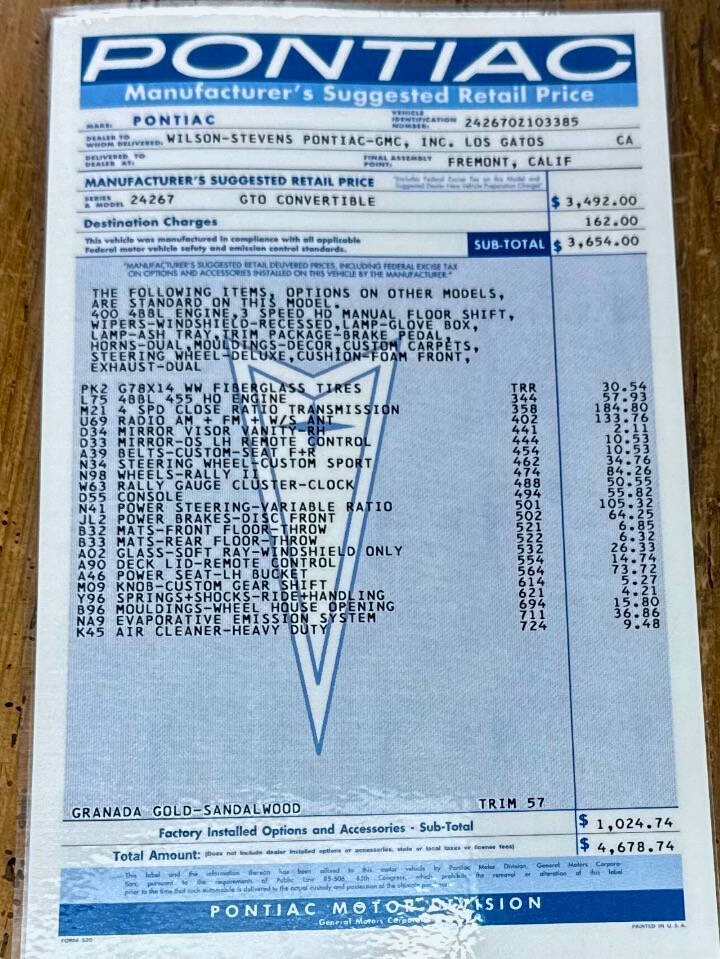 Pontiac GTO 1970 Convertible