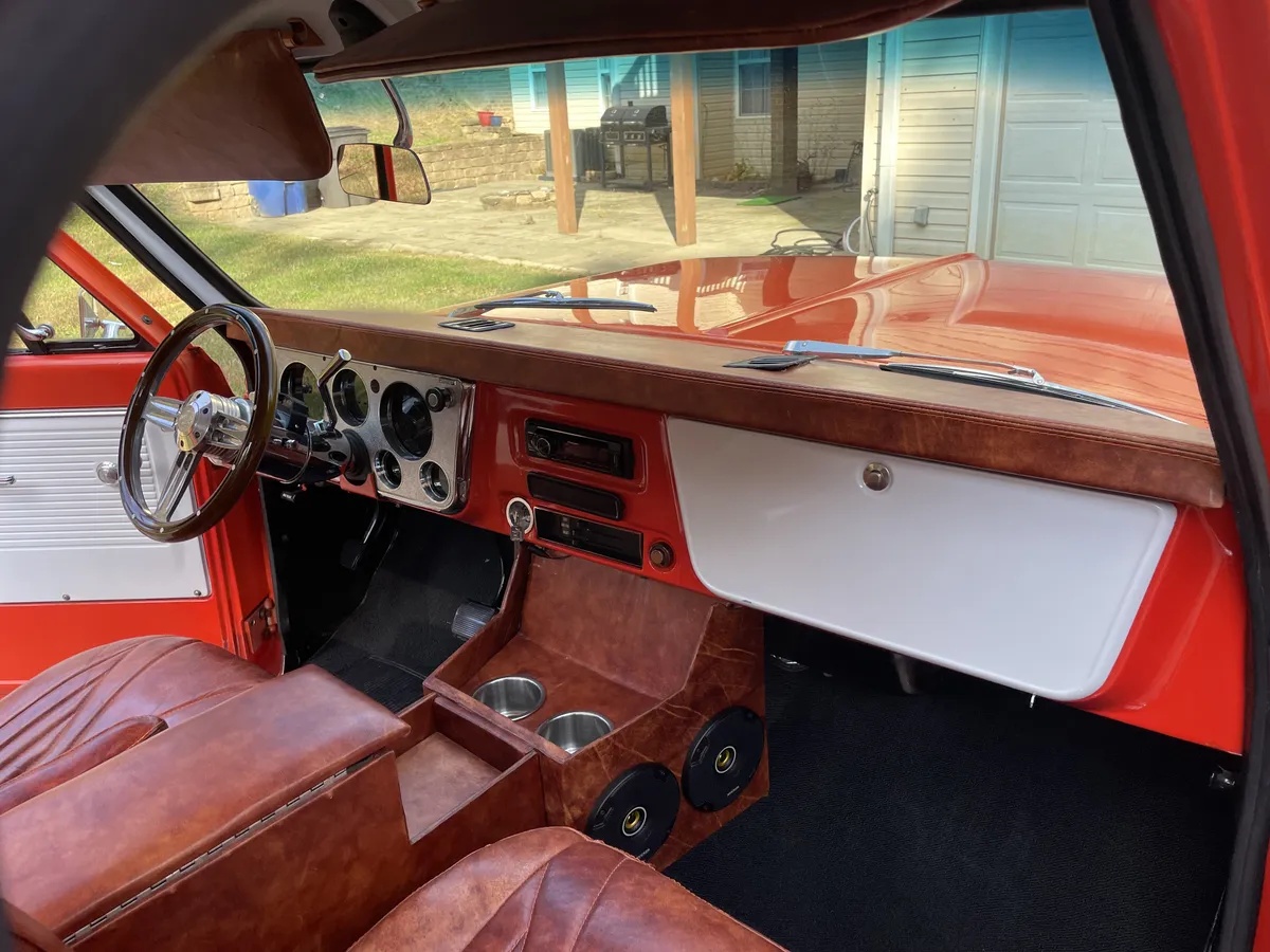Chevrolet-C10-1971-Orange-Brown-Leather-Great-Condition-12