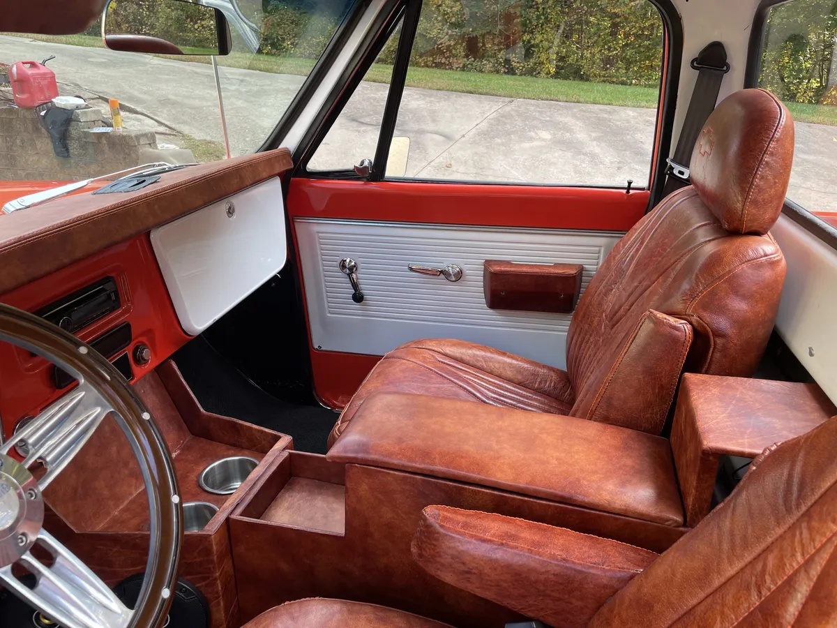 Chevrolet-C10-1971-Orange-Brown-Leather-Great-Condition-9