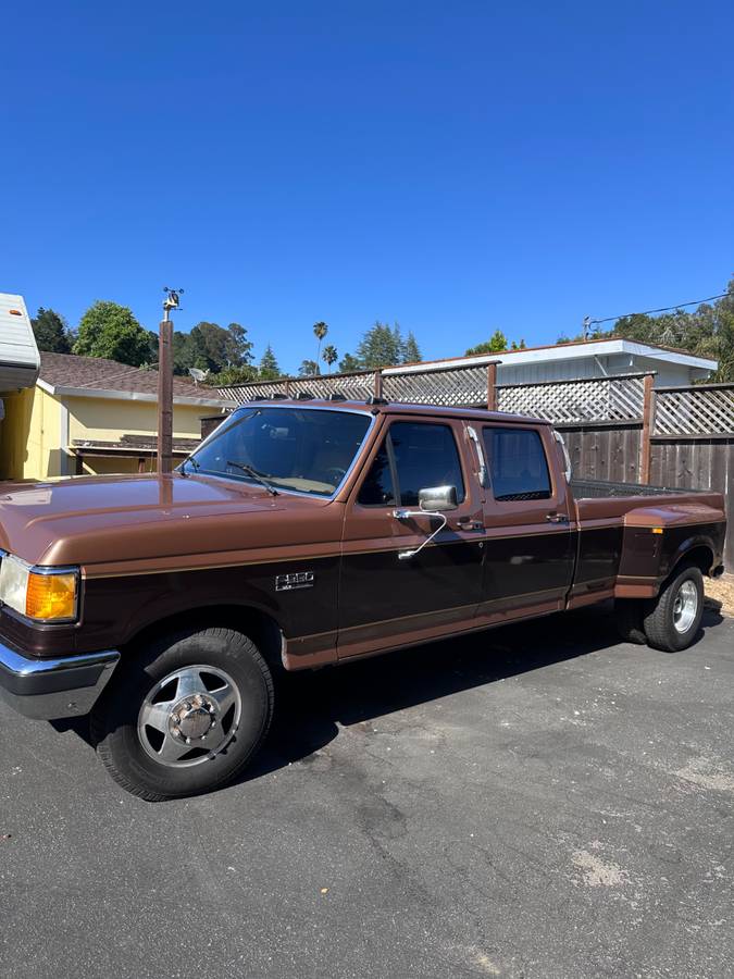 Ford-f350-super-duty-crew-cab-diesel-1990-brown-1