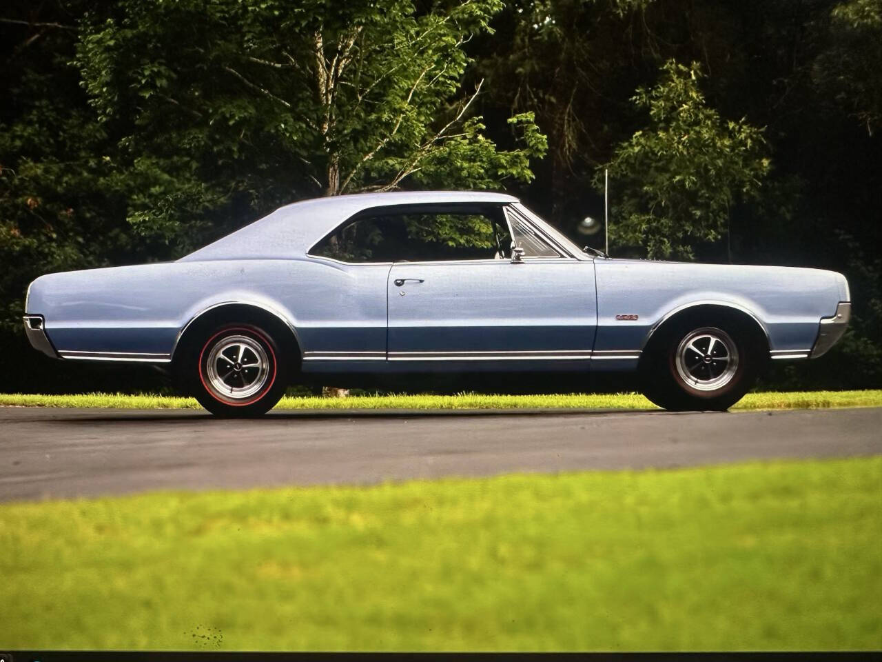 Oldsmobile-442-1967-Blue-Blue-Vinyl