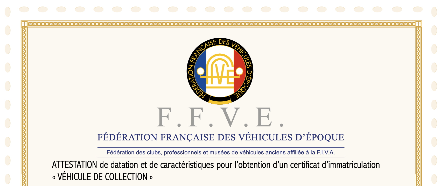 Attestation FFVE