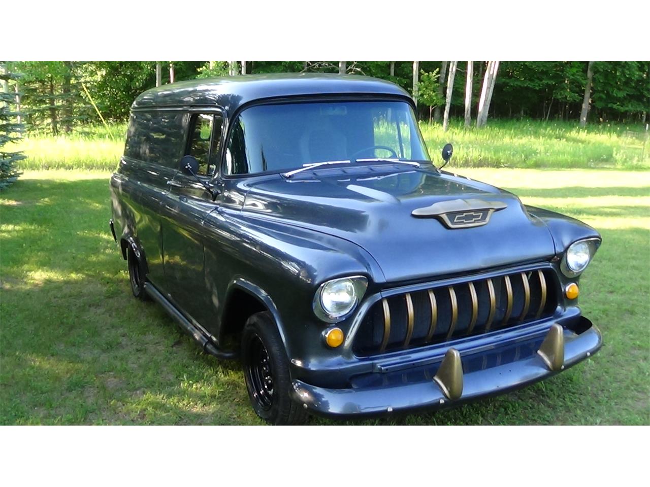 Chevrolet-3100-panel-delivery-truck-1957-Gunmetal-gray-Gray-and-black