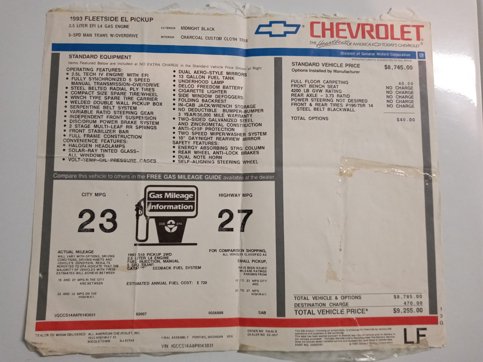 Chevrolet-S-10-1993-Standard-Cab-Pickup-Black