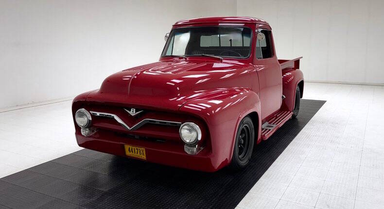 Ford-F-100-1955-Vermillion-Red-Black