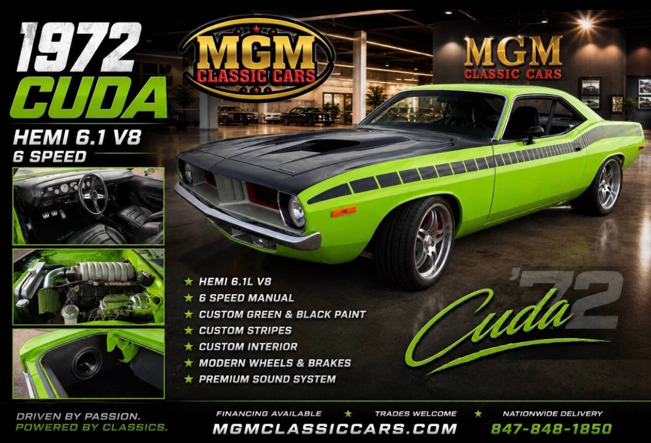 Plymouth-Barracuda-1972-Green-Black
