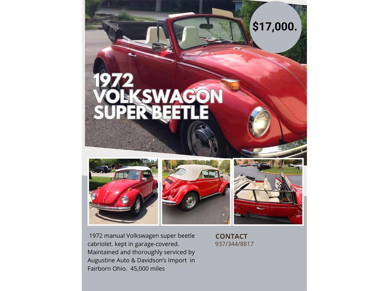 Volkswagen-Super-beetle-1972-Orangered-White